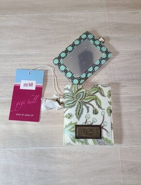 Gigi Hill Floral Travel Pouch & Compact Mirror Set Purse Organizer Cosmetic NWT